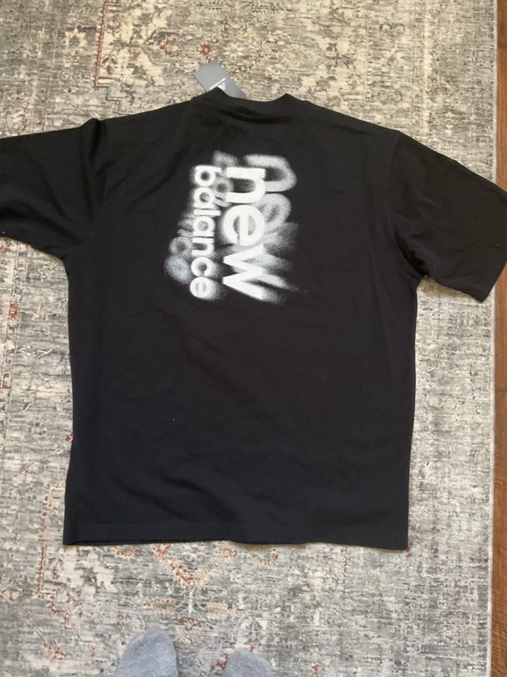 New Balance Black T-Shirt with White Spray NB Logo